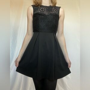 Francesca's Collections Black Floral Lace Mini Dress